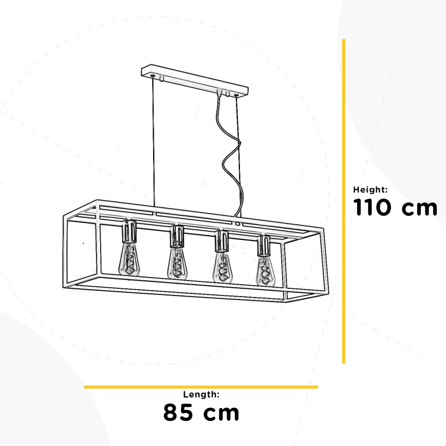 ONLI - Lühter FLOKI 4xE27/15W/230V must/vask