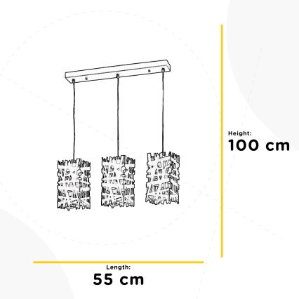 ONLI - Lühter FORESTA 3xE27/15W/230V must