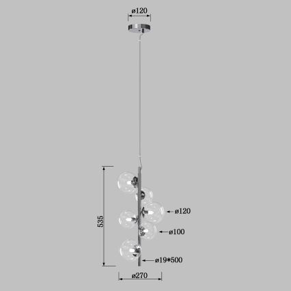 ONLI - Lühter kaablil KIMBERLY 6xG9/6W/230V läikiv kroom