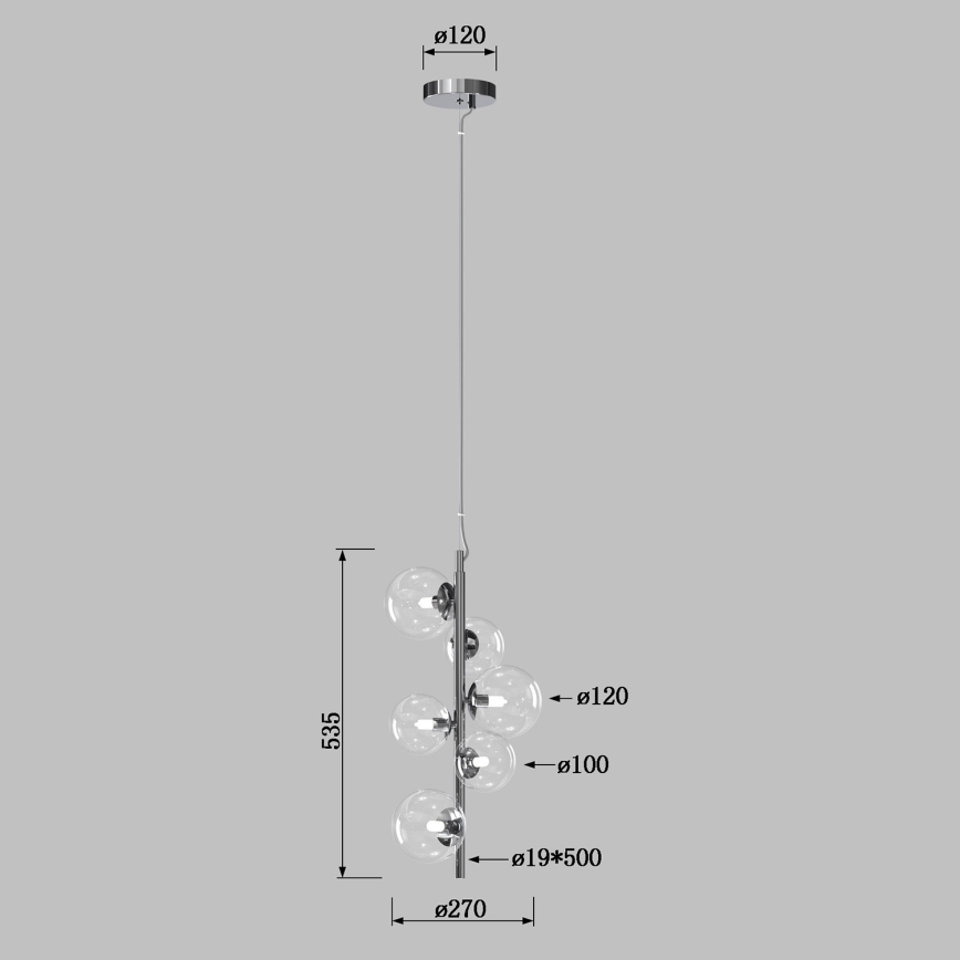 ONLI - Lühter kaablil KIMBERLY 6xG9/6W/230V läikiv kroom