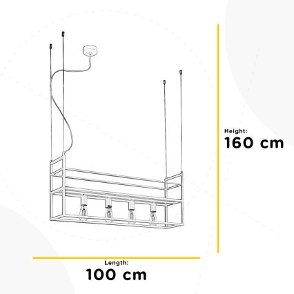 ONLI - Lühter koos riiuliga JEFFER 4xE27/22W/230V valge