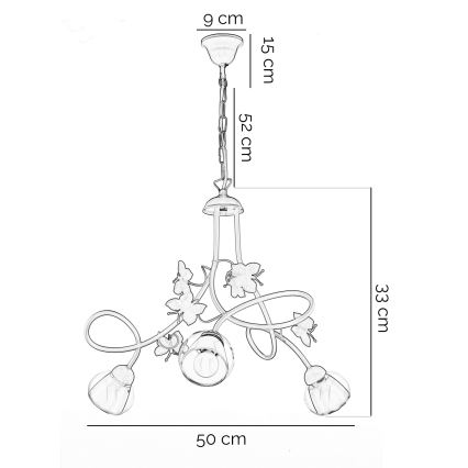 ONLI - Lühter lastetuppa BUTTERFLY 3xE14/6W/230V