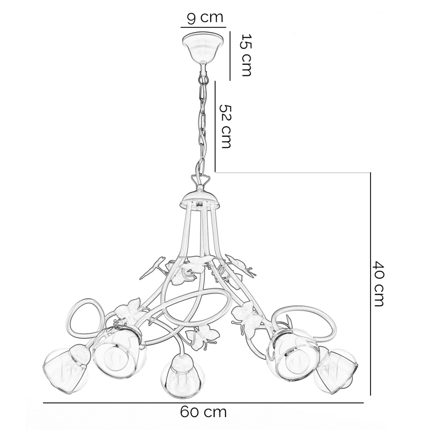 ONLI - Lühter lastetuppa BUTTERFLY 5xE14/6W/230V