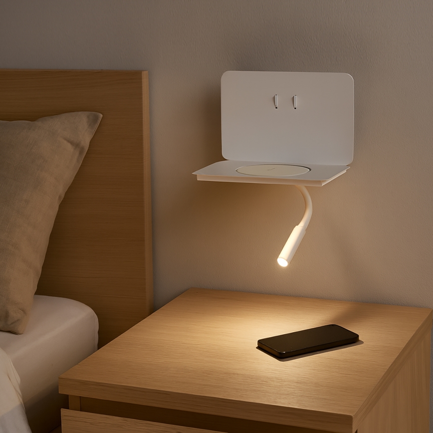 ONLI - painduv LED-laualamp riiuliga WIK LED/6,5W/230V + LED/3W valge