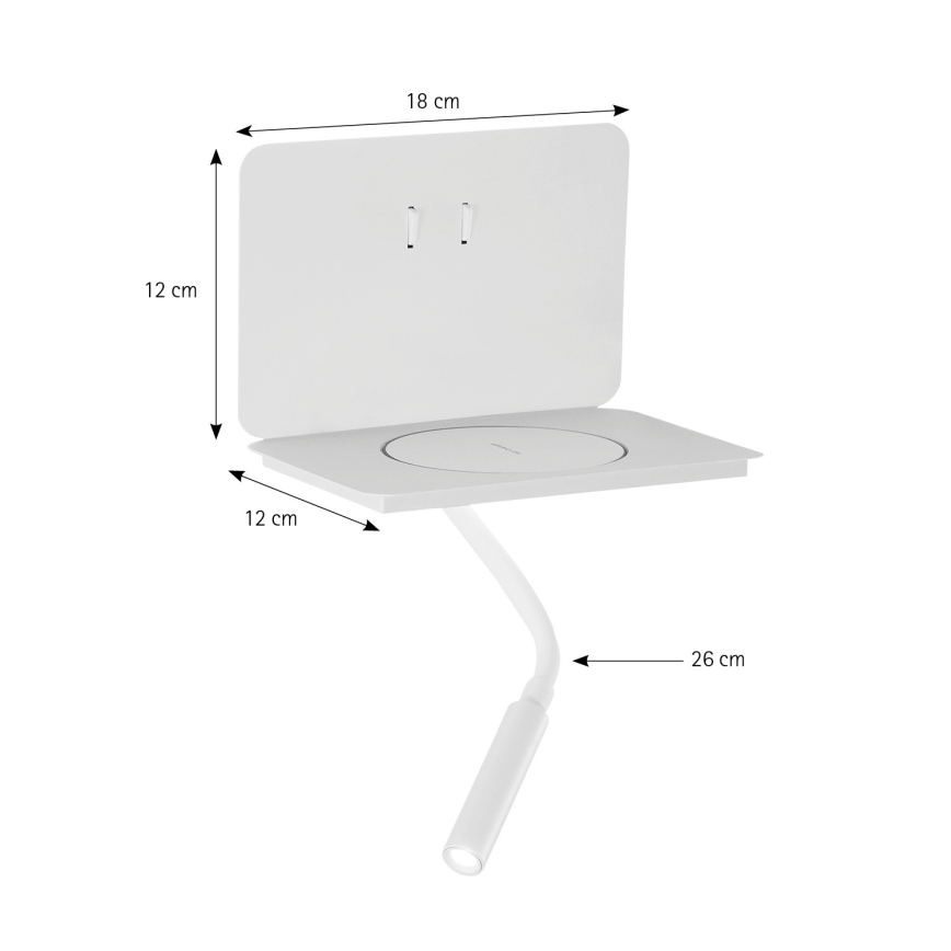 ONLI - painduv LED-laualamp riiuliga WIK LED/6,5W/230V + LED/3W valge