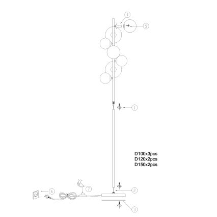 ONLI - Põrandalamp PALOMA 7xG9/10W/230V kuldne