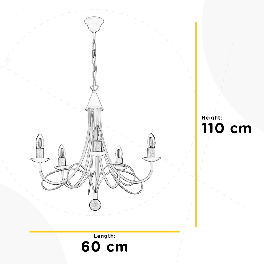 ONLI - Ripplühter ketiga MILVIA 5xE14/6W/230V pronks