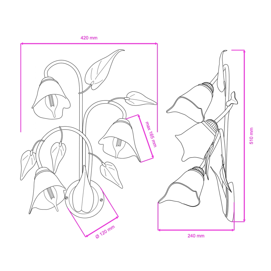 ONLI - Seinavalgusti MIRANDA 3xE14/6W/230V