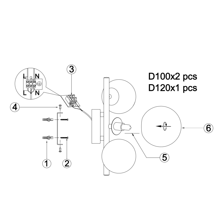 ONLI - Seinavalgusti PALOMA 3xG9/10W/230V kuldne
