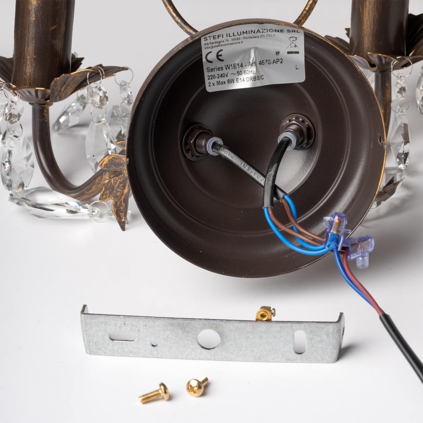 ONLI - Seinavalgusti TERESA 2xE14/6W/230V pronks