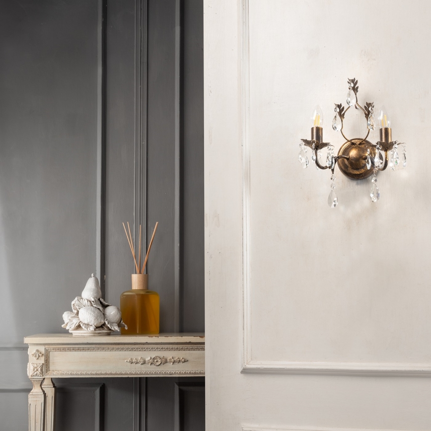 ONLI - Seinavalgusti TERESA 2xE14/6W/230V pronks