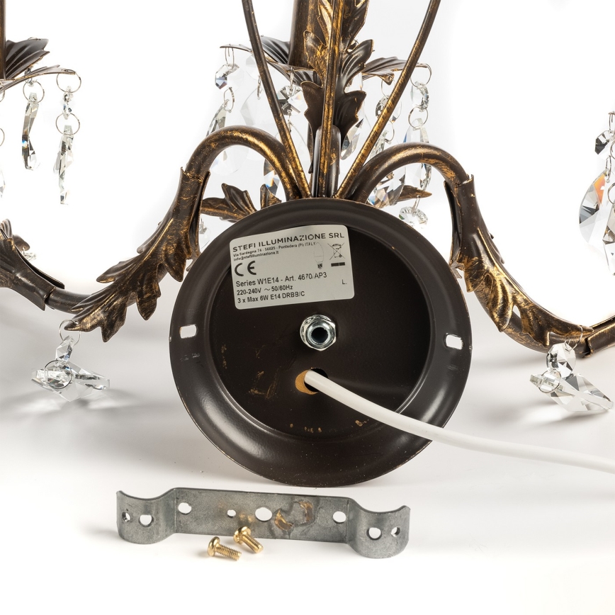 ONLI - Seinavalgusti TERESA 3xE14/6W/230V pronks