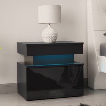 Öökapp GLOSSA LED-valgustusega 55x51 cm must/läikiv must
