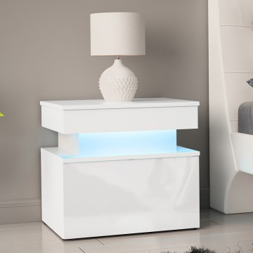 Öökapp LED-valgustusega GLOSSA 55 x 51 cm valge / läikiv valge