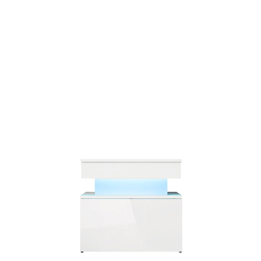 Öökapp LED-valgustusega GLOSSA 55 x 51 cm valge / läikiv valge