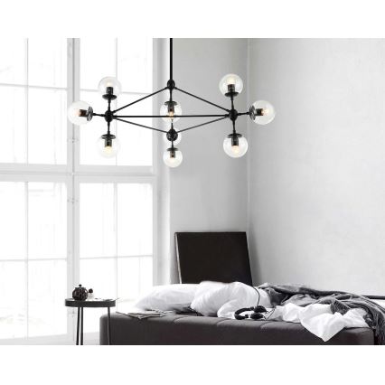 Open Design OR80094 - Lühter varrega BAO 10xE27/8W/230V läbimõõt 90 cm must