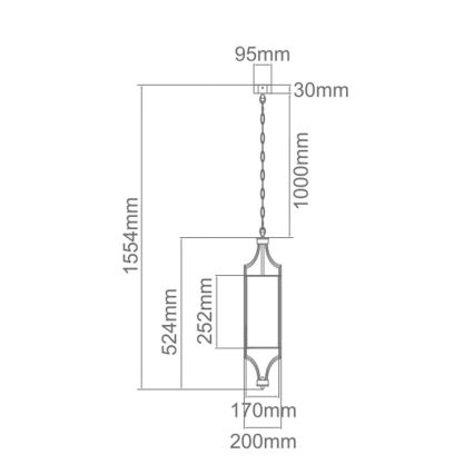 Open Design OR80551 - Kroonlühter kettaga LUNGA 1xE27/15W/230V läikiv kroom/valge