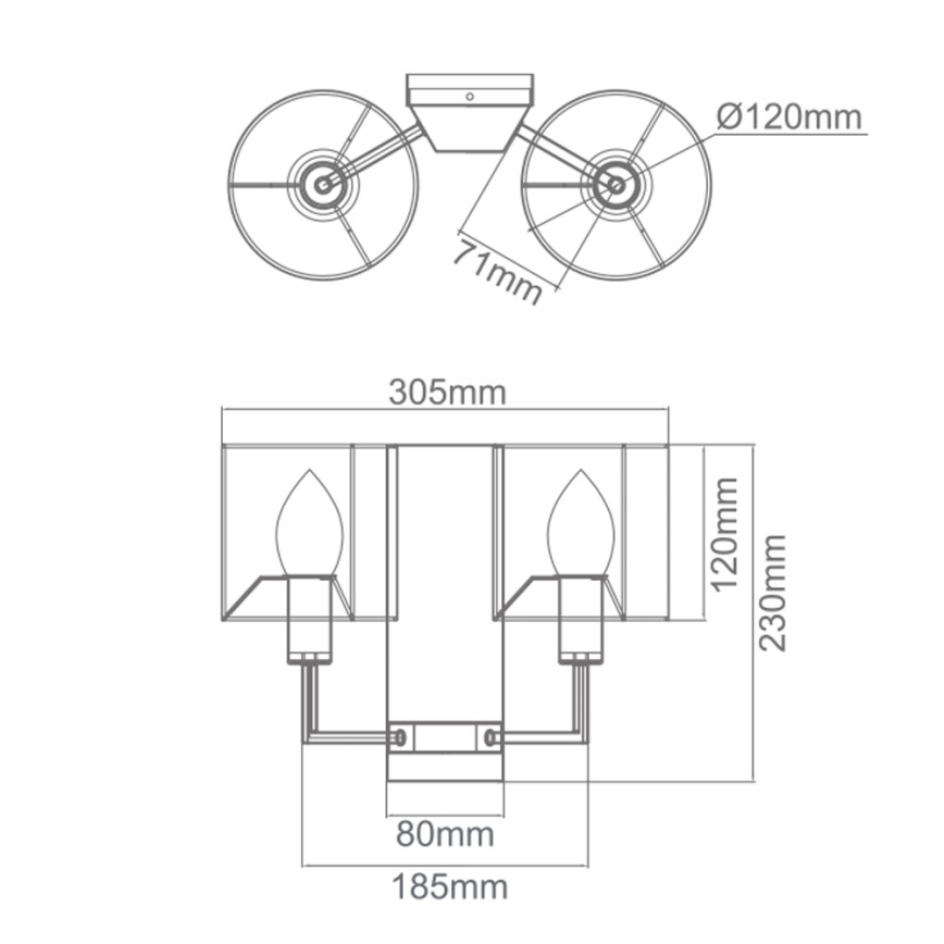 Open Design OR81497 - Seinavalgusti CASA 2xE14/12W/230V läikiv kroom/kreemjas