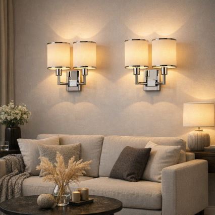 Open Design OR81497 - Seinavalgusti CASA 2xE14/12W/230V läikiv kroom/kreemjas