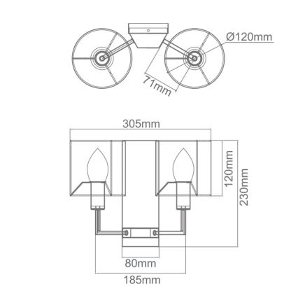 Open Design OR81503 - Seinavalgusti CASA 2xE14/12W/230V messing/kreemjas