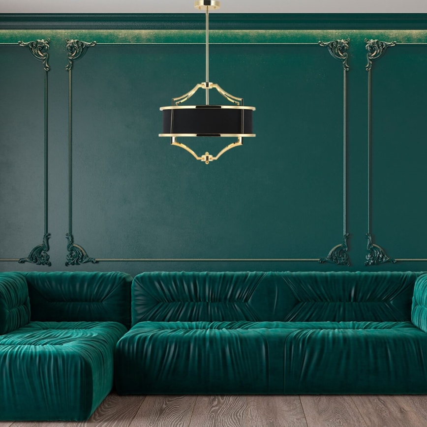 Open Design OR84153 - STESSO rippvalgusti varrega 4xE27/15W/230V, läbimõõt 42 cm, kuldne/must