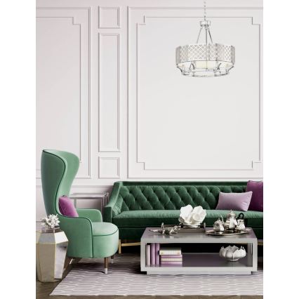 Open Design OR84375 - Rippvalgusti ketiga VERNO 6xE14/12W/230V läbimõõt 55 cm läikiv kroom