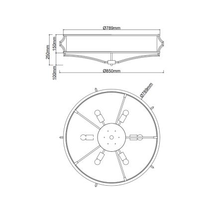 Open Design OR84429 - Laevalgusti STESSO 6xE27/12W/230V läbimõõt 85 cm läikiv kroom/valge