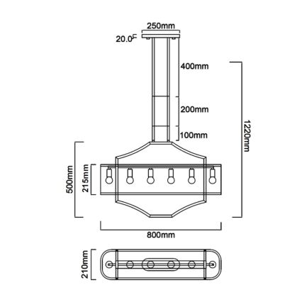 Open Design OR84856 - Kroonlühter varrega GERDO OVALE 6xE14/12W/230V messing/valge