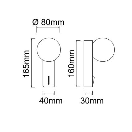 Open Design OR85556 - Vannitoa seinavalgusti BOLETTA 1xG9/8W/230V IP44 must