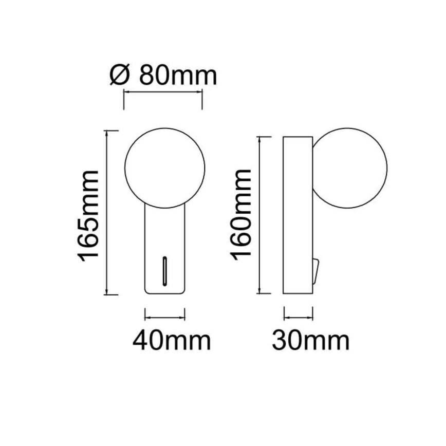 Open Design OR85556 - Vannitoa seinavalgusti BOLETTA 1xG9/8W/230V IP44 must