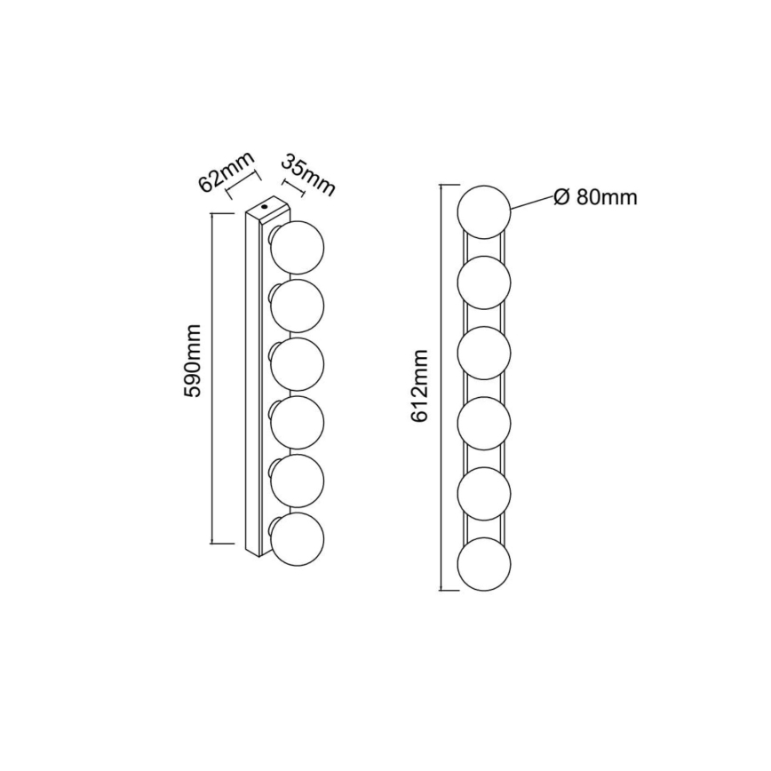 Open Design OR85693 - Vannitoa seinavalgusti MERINO 6xG9/8W/230V 61 cm IP44 läikiv kroom