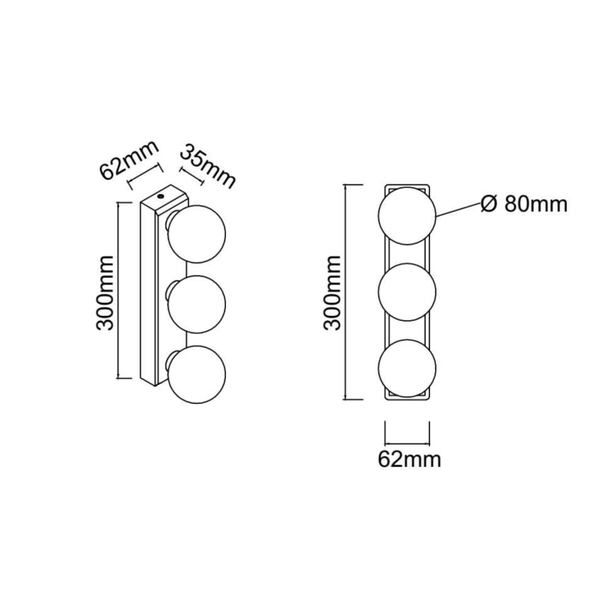 Open Design OR85716 - Vannitoa seinavalgusti MERINO 3xG9/8W/230V 30 cm IP44 messing