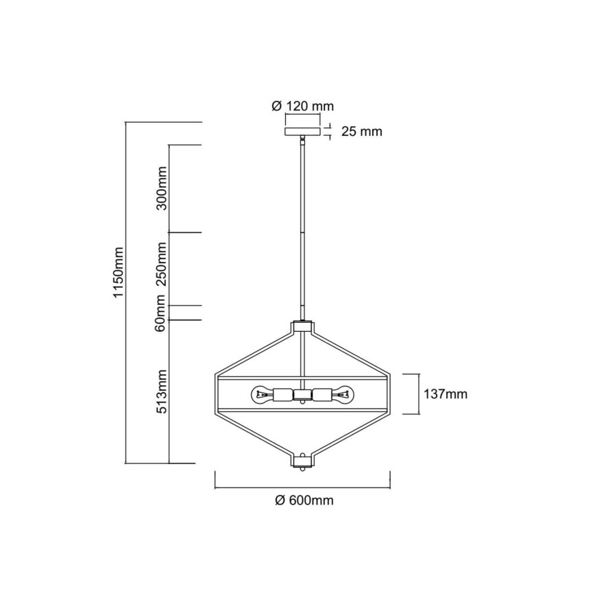 Open Design OR85839 - ZUNDO laelühter varrega 4xE27/15W/230V messing/valge