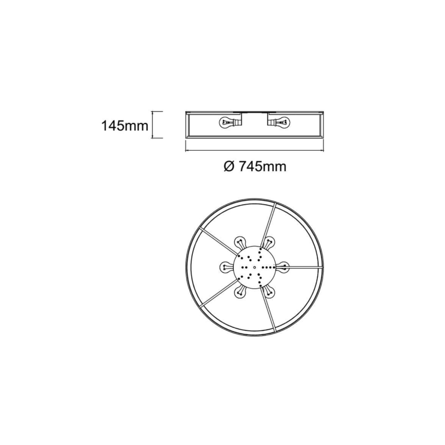 Open Design OR86058 - Laelamp ZALINDRO 6xE27/15W/230V, läbimõõt 74,5 cm, valge/kuldne