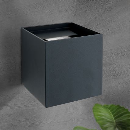 LED Välisvalgusti seinale CUBE 2xLED/3W/230V IP54 antratsiit