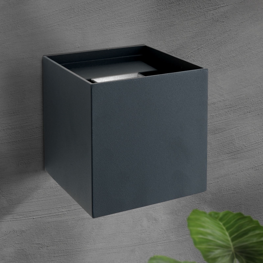 LED Välisvalgusti seinale CUBE 2xLED/3W/230V IP54 antratsiit