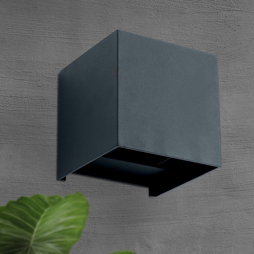 LED Välisvalgusti seinale CUBE 2xLED/3W/230V IP54 antratsiit
