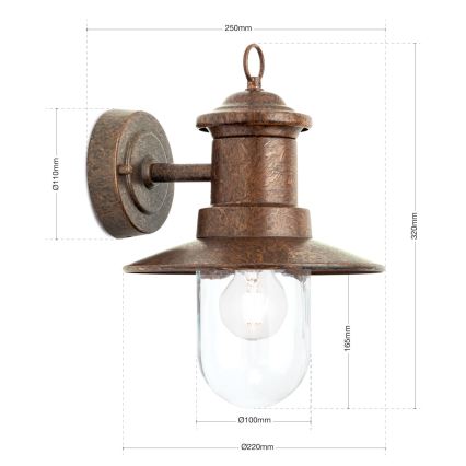 Väli seinavalgusti LEONIE 1xE27/60W/230V IP44 pronks