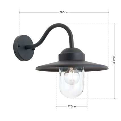 Väli seinavalgusti EDWARD 1xE27/60W/230V IP44 must