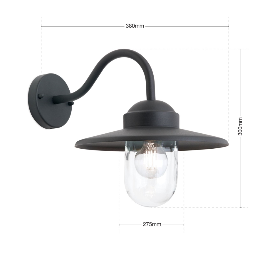 Väli seinavalgusti EDWARD 1xE27/60W/230V IP44 must