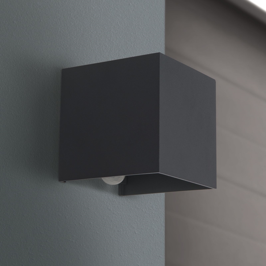 LED Väli seinavalgusti koos liikumis- ja hämardusanduriga CUBE-S LED/13W/230V IP54 antratsiit