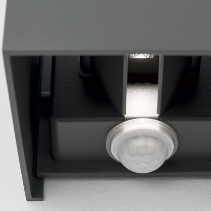 LED Väli seinavalgusti koos liikumis- ja hämardusanduriga CUBE-S LED/13W/230V IP54 antratsiit