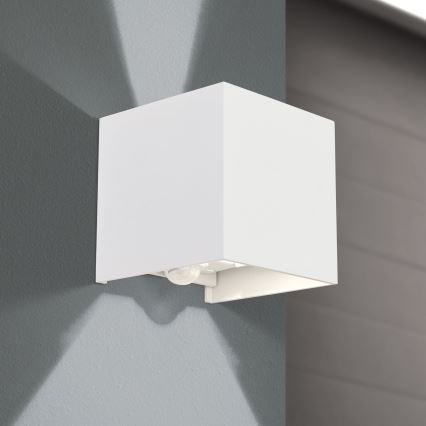 LED Väli seinavalgusti koos liikumis- ja hämardusanduriga CUBE-S LED/13W/230V IP54 valge