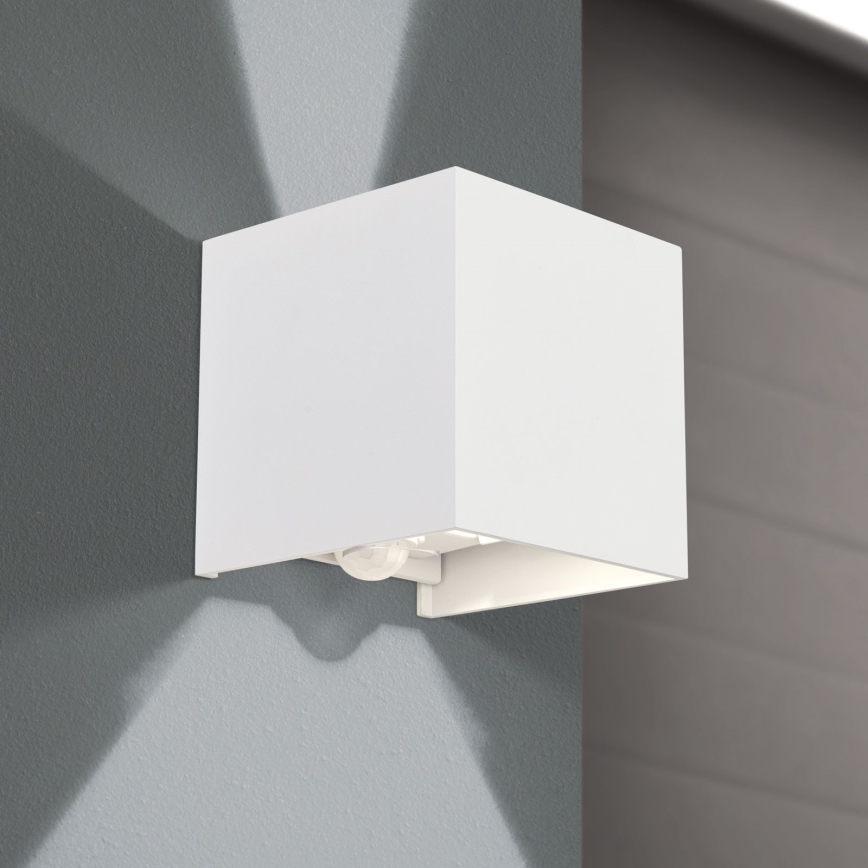 LED Väli seinavalgusti koos liikumis- ja hämardusanduriga CUBE-S LED/13W/230V IP54 valge