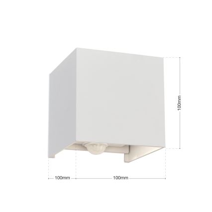 LED Väli seinavalgusti koos liikumis- ja hämardusanduriga CUBE-S LED/13W/230V IP54 valge