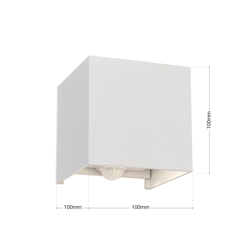 LED Väli seinavalgusti koos liikumis- ja hämardusanduriga CUBE-S LED/13W/230V IP54 valge