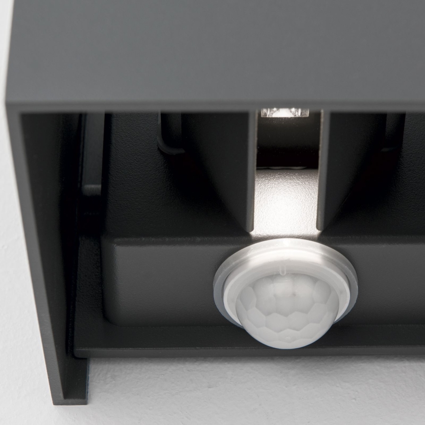 LED välisvalgusti liikumis- ja hämarusanduriga CUBE-S LED/13W/230V IP54 antratsiit