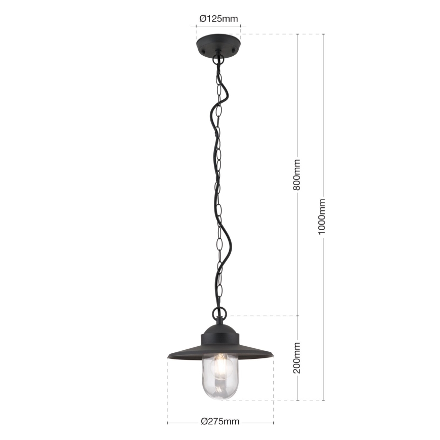 Väli rippvalgusti EDWARD 1xE27/60W/230V IP44 must