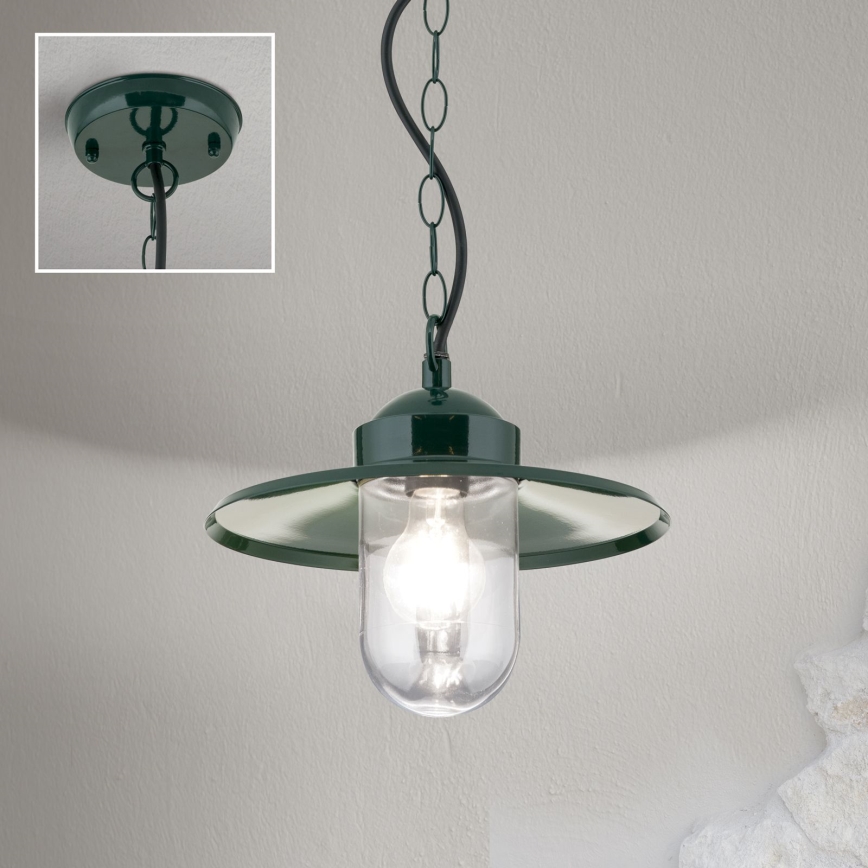 Väli rippvalgusti EDWARD 1xE27/60W/230V IP44 roheline