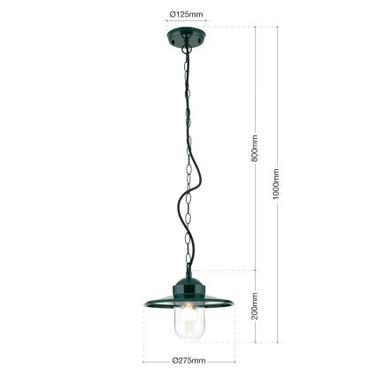 Väli rippvalgusti EDWARD 1xE27/60W/230V IP44 roheline